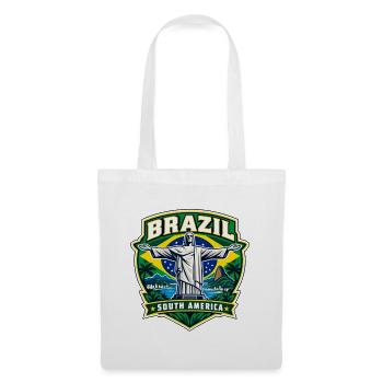 Brazil Pride Emblem | Der Retter Rio - Stoffbeutel - Weiß - Vorne
