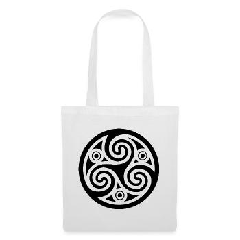 Schwarzes keltisches Triskele-Symbol - Stoffbeutel - Weiß - Vorne