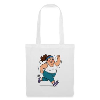 Korpulente Comic Frau beim Jogging Sport Spaß Shir - Stoffbeutel - Weiß - Vorne