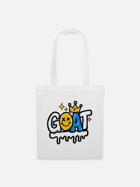 GEN Z ZITATE – Goat Crown Graffiti Smile - Stoffbeutel - Weiß