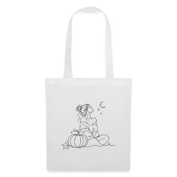 Frau Silhouette Illustration Einstrichzeichnung - Stoffbeutel - Weiß - Vorne