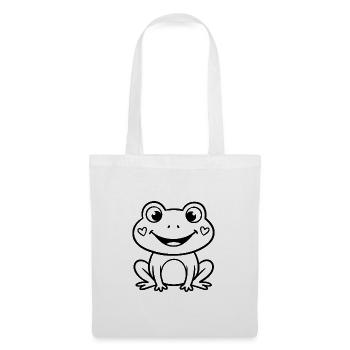 Lächelnder Frosch mit einem süßen Herzen - Stoffbeutel - Weiß - Vorne