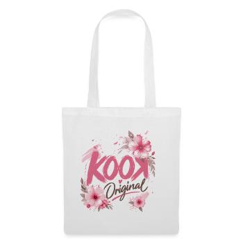 Kook Original Floral Pink Aquarellblüten - Stoffbeutel - Weiß - Vorne