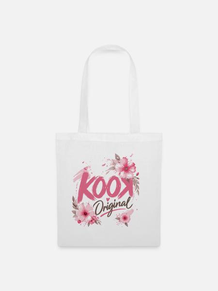Kook Original Floral Pink Aquarellblüten - Stoffbeutel - Weiß