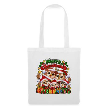 Weihnachts Eulen - Stoffbeutel - Weiß - Vorne