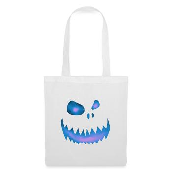 Schiefes Monstergesicht Blau-Rosa - Halloween - Stoffbeutel - Weiß - Vorne
