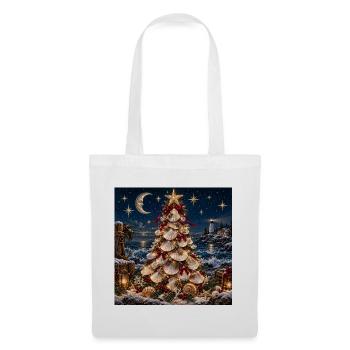 Muschel-Weihnachtsbaum am Meer - Stoffbeutel - Weiß - Vorne