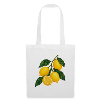 Zitruszweig Gelbe Lemons Motiv - Stoffbeutel - Weiß - Vorne