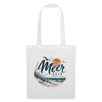 MeerZeit Strandbild - Stoffbeutel - Weiß - Vorne