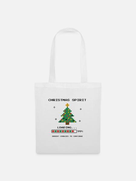 Pixel 8-Bit-Weihnachtsbaum - Stoffbeutel - Weiß