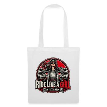 Ride Like a Girl Bikerin Design - Stoffbeutel - Weiß - Vorne