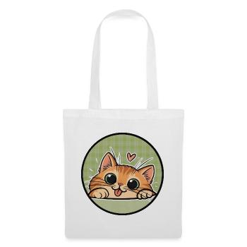 Orange Cat cute - Katze mit Kulleraugen - Stoffbeutel - Weiß - Vorne