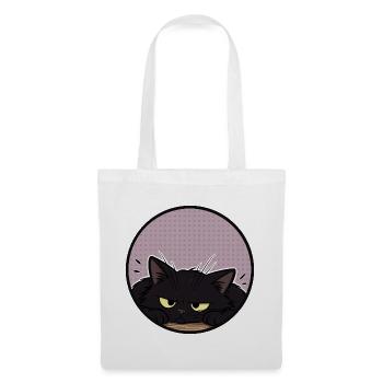 Grummelige schwarze Katze im lila Kreis - Stoffbeutel - Weiß - Vorne