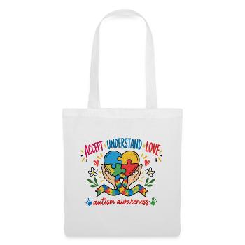 Autismus Bewusstsein Autism Awareness T-Shirt - Stoffbeutel - Weiß - Vorne