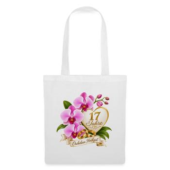 17.Hochzeitstag , Orchideen Hochzeit 17 Jahre - Stoffbeutel - Weiß - Vorne