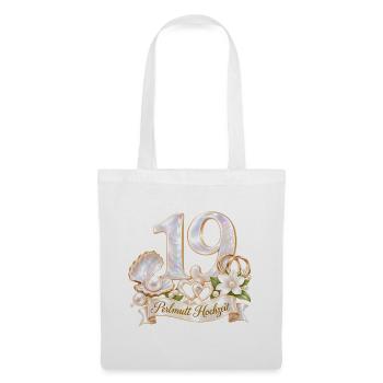 19.Hochzeitstag , Perlmutt Hochzeit 19 Jahre - Stoffbeutel - Weiß - Vorne