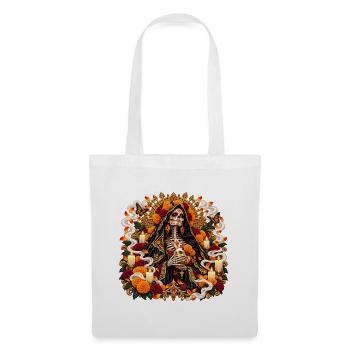 Santa Muerte im Blütenlicht - Stoffbeutel - Weiß - Vorne