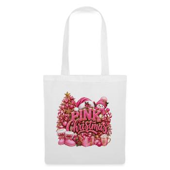 Weihnachtsrosa Glitzer und Geschenke - Stoffbeutel - Weiß - Vorne