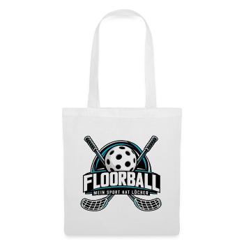 Floorball Logo Ball mit Schlägern - Stoffbeutel - Weiß - Vorne