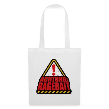 Achtung Ragebait Warnschild Typografie Shirt - Stoffbeutel - Weiß - Vorne