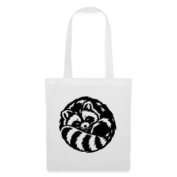 Schlafender Waschbär – Minimalistische Illustration - Stoffbeutel - Weiß - Vorne
