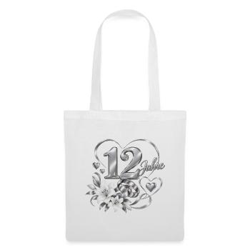 12.Hochzeitstag , 12 Jahre , Nickelhochzeit - Stoffbeutel - Weiß - Vorne