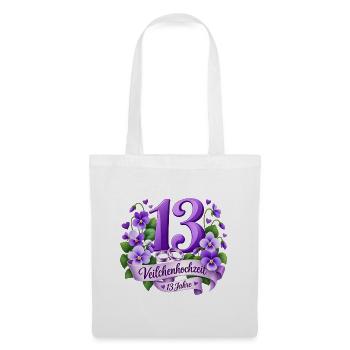 13.Hochzeitstag , Veilchenhochzeit 13 Jahre - Stoffbeutel - Weiß - Vorne