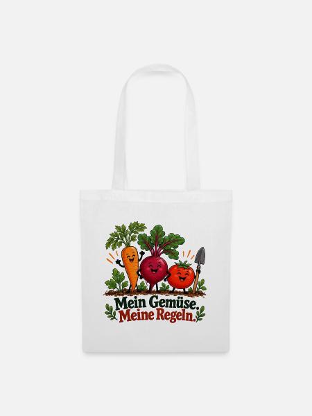 Mein Gemüse meine Regeln Gartenhumor - Stoffbeutel - Weiß