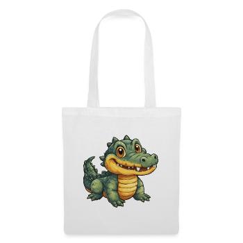 Fröhlicher Krokodil Alligator - Stoffbeutel - Weiß - Vorne