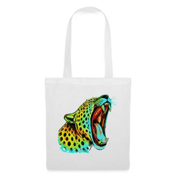 Brüllender Psychodelischer Neonleopard - Stoffbeutel - Weiß - Vorne