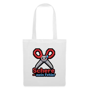 Schere mein Fehler Pixel Art Retro Gaming Shirt - Stoffbeutel - Weiß - Vorne