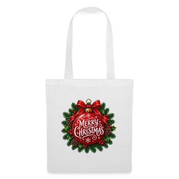 Frohe Weihnachten – Rote Weihnachtskugel - Stoffbeutel - Weiß - Vorne