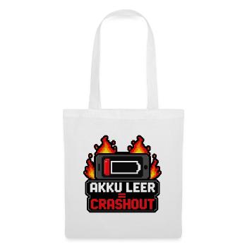 Akku leer Crashout 8-Bit Pixel Art Gamer Shirt - Stoffbeutel - Weiß - Vorne