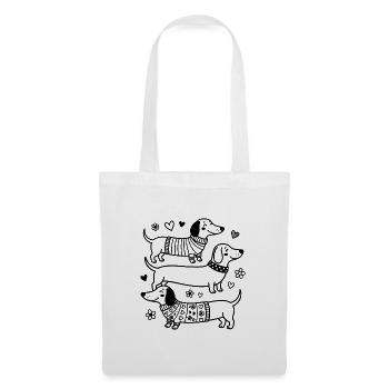 Dackel Hunde Dackelliebe Kinder T-Shirt - Stoffbeutel - Weiß - Vorne