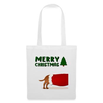 Froher Weihnachtshund - Stoffbeutel - Weiß - Vorne