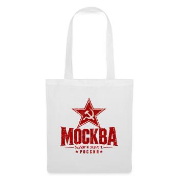 Moskau - Russland - Soviet-Union - Roter Stern - Stoffbeutel - Weiß - Vorne