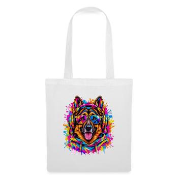 Deutscher Schäferhund – Neon Street Art - Stoffbeutel - Weiß - Vorne
