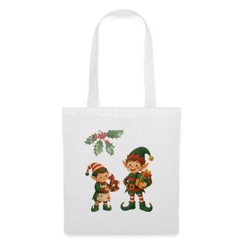 Weihnachtselfen – Festliches Festtagsdesign - Stoffbeutel - Weiß - Vorne