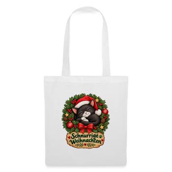 Schnurrige_Weihnachten - Stoffbeutel - Weiß - Vorne
