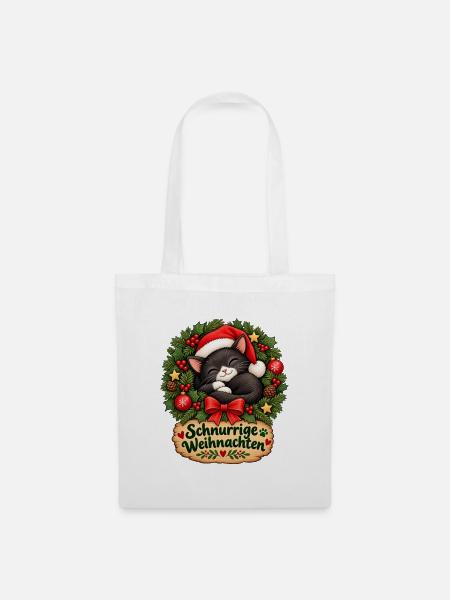 Schnurrige_Weihnachten - Stoffbeutel - Weiß