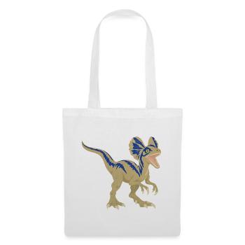 Azurblauer Dino mit Zackenmuster - Stoffbeutel - Weiß - Vorne