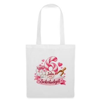 6.Hochzeitstag ,  Zuckerhochzeit , 6 Jahre - Stoffbeutel - Weiß - Vorne