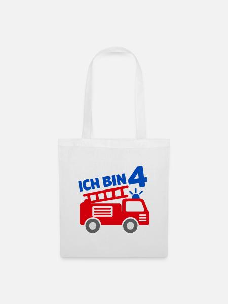 Ich bin 4 Feuerwehr - Stoffbeutel - Weiß