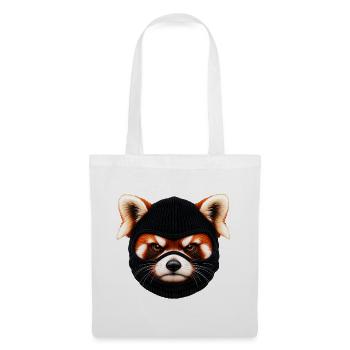 Roter Panda mit Sturmhaube – Freches Tiermotiv - Stoffbeutel - Weiß - Vorne