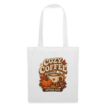 Cozy Coffee Autumn Days T-Shirt Retro Gemütlich - Stoffbeutel - Weiß - Vorne