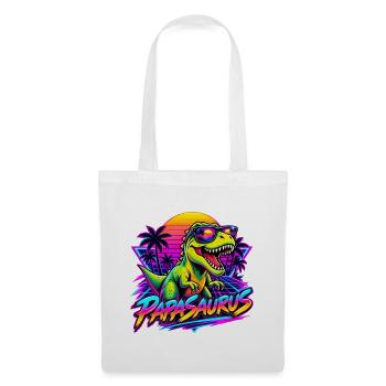  Papasaurus Dinosaurier Sonnenbrille Retro 80er - Stoffbeutel - Weiß - Vorne