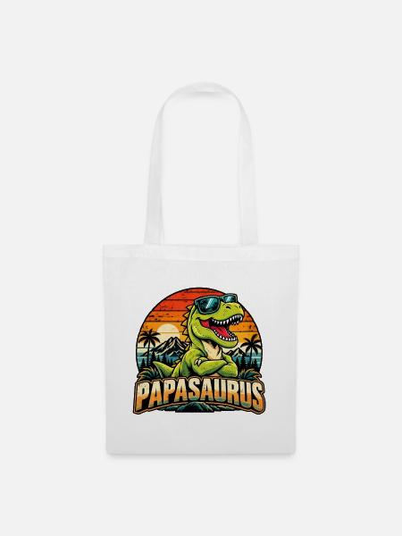  Papasaurus Dinosaurier T-rex Retro - Stoffbeutel - Weiß