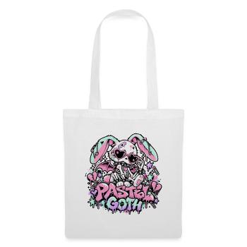  Pastell Goth Skelett Häschen Kaninchen - Stoffbeutel - Weiß - Vorne