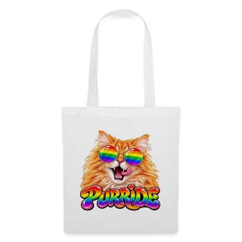 Regenbogen Pride Katze - Stoffbeutel - Weiß - Vorne