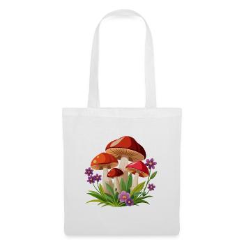 Pilze und Blumen - Stoffbeutel - Weiß - Vorne